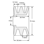 Pulley 17x75.1 mm, 2 grooves