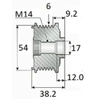 Freewheel belt, 6-rib