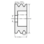 Pulley 2V, 17x76 9.5mm belt