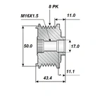 Release belt 17x50x43.4, 8 ribs