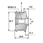 Release belt 17x53.7, 6 grooves