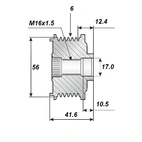 Freewheel belt. 17x61x41.5, 6-speed