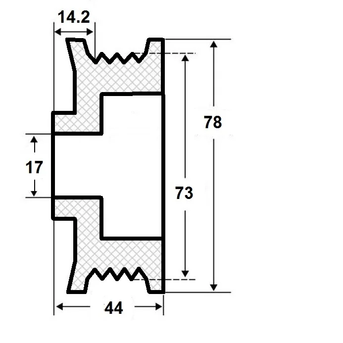 Pulley 17X73mm, 8-rib