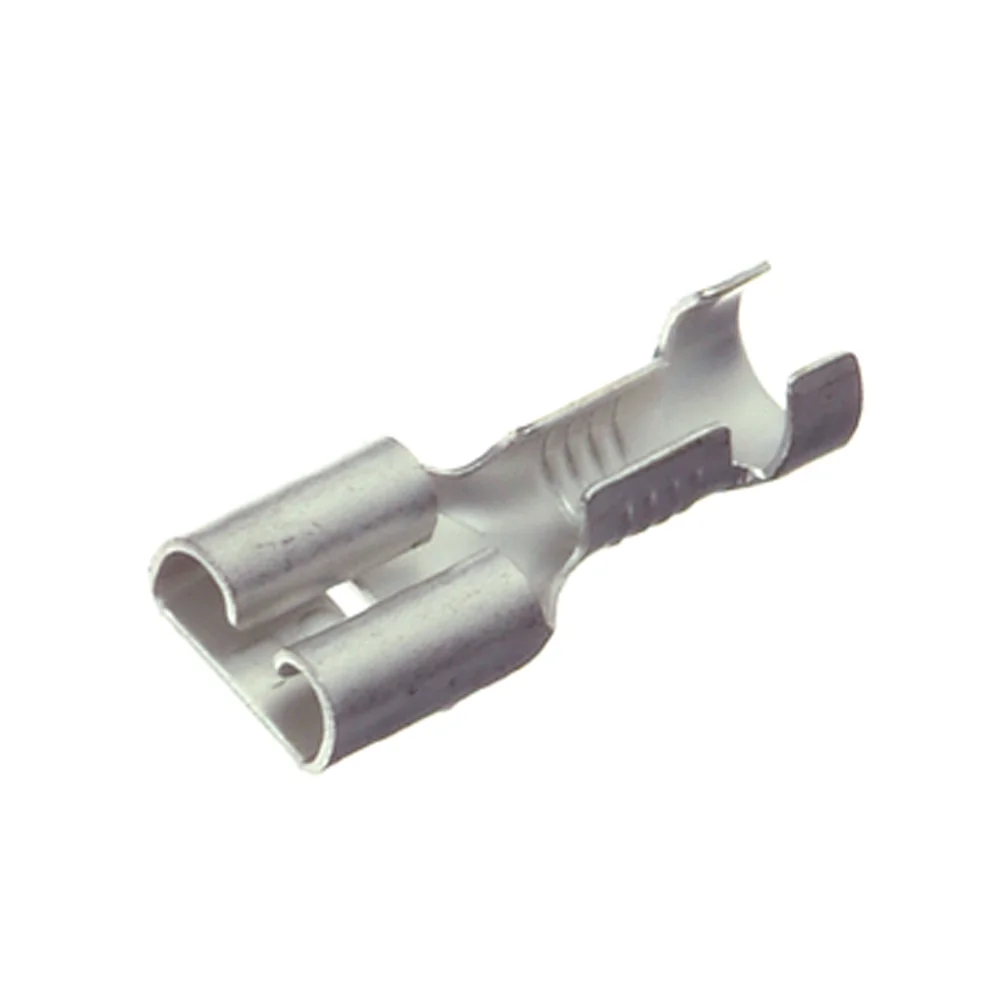 Flat wire terminal. insulated, 6.3mm, 100