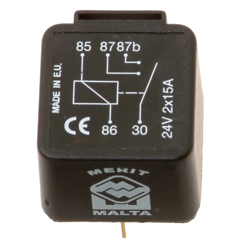 Mini relay 24V, 2x15A, Double connection