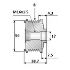 Freewheel belt 17x56, 8s, JDeere
