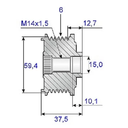 Freewheel belt 15x59mm, 6-speed