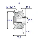 Freewheel belt 15x59mm, 6-speed
