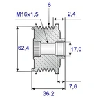Freewheel belt <unit> 17x68.2x36.2, 6 gears