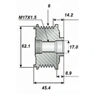 Freewheel belt 17x62x52, 6-speed
